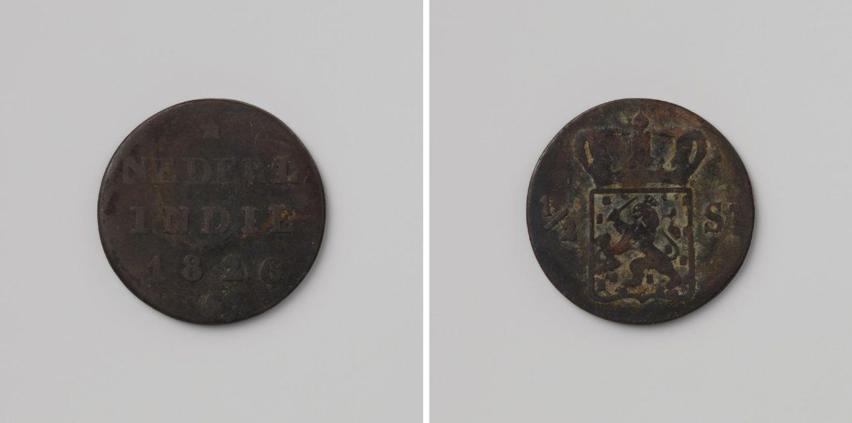 1/2 VOC stuiver in copper from 1826