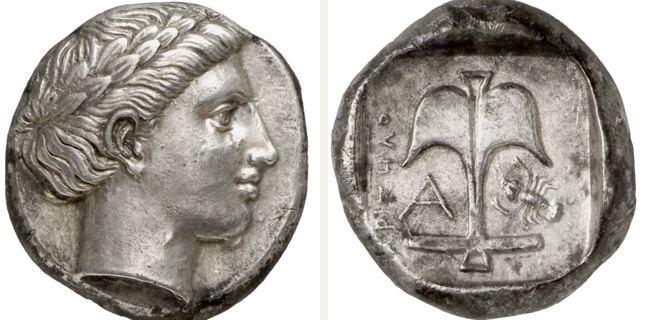 Apollonia Pontike, Stater (tetradrachm) — Inverted anchor (CN type 21528)