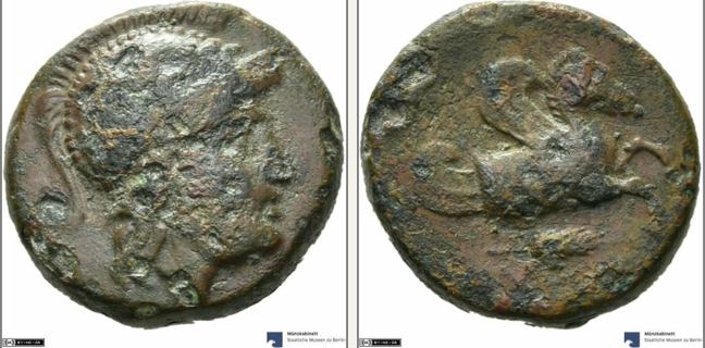 Iolla, bronze coin — Forepart of winged horse (CN type 3412)