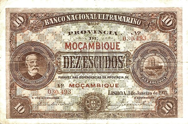 Obverse of 10 Escudos (1921), Pick 69
