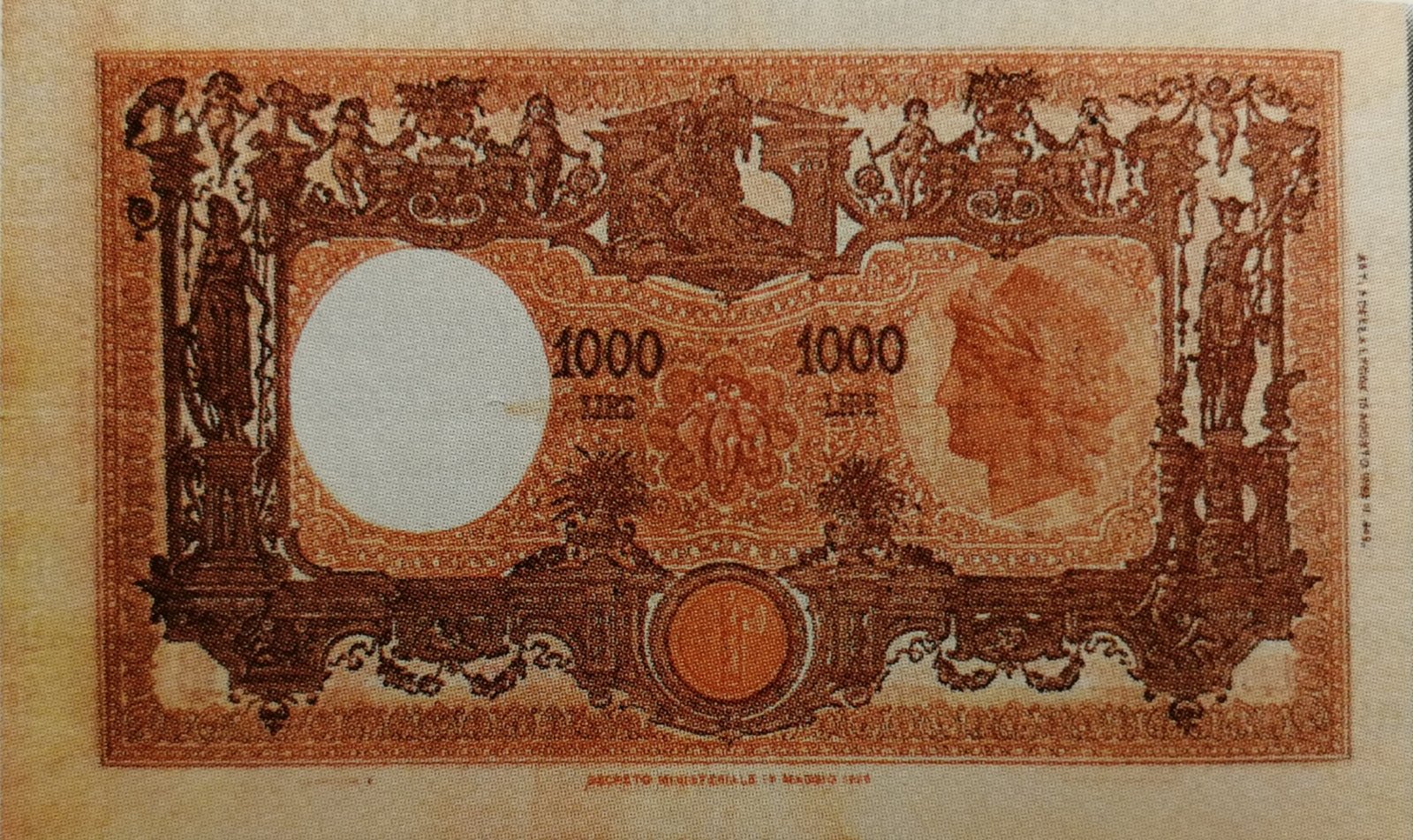 Reverse of 1000 Lire (1942–1943), Pick 72
