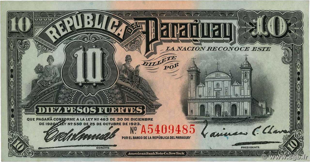 Obverse of 10 Pesos (1936), Pick 164