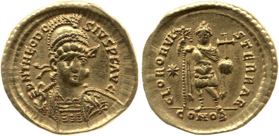 RIC X Theodosius II (East) 232