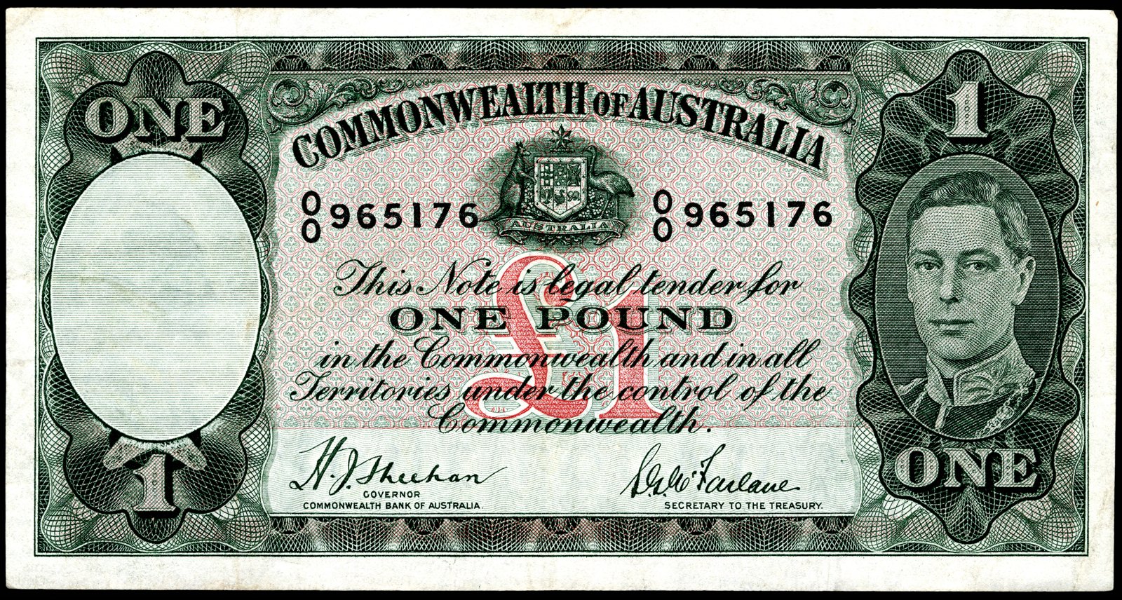 Obverse of 1 Pound (1938–1952), Pick 26