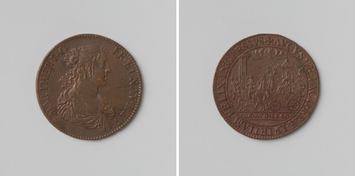 Arrival of Maria Theresa in Paris, jeton struck in honour of Maria Theresa, Queen of France