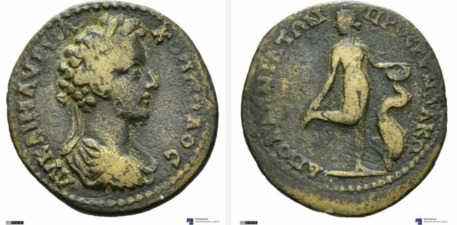 Apollonia ad Rhyndacum, Commodus, bronze coin — Aphrodite standing right on one leg (CN type 13032)