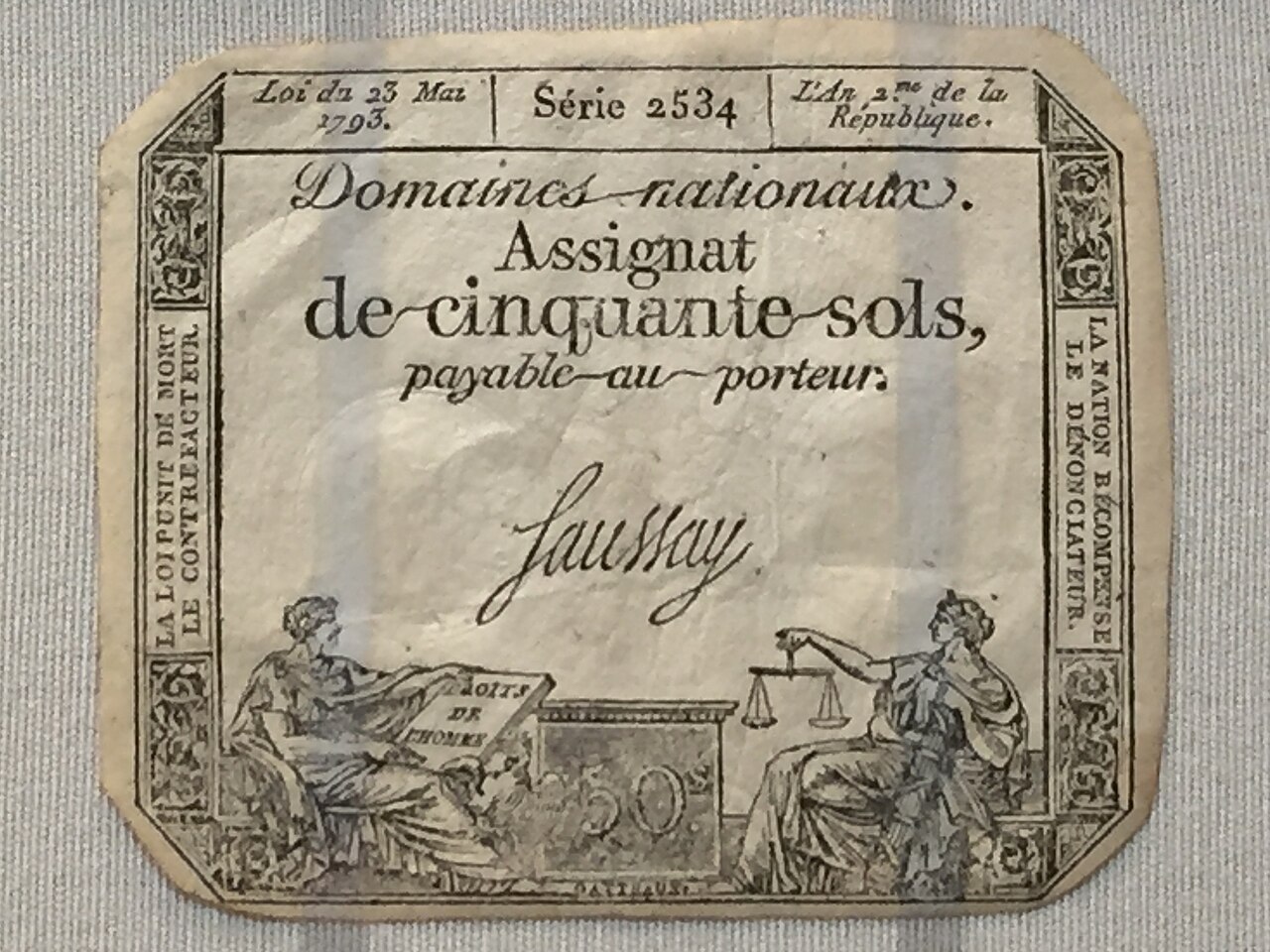1793 assignat 50 sols
