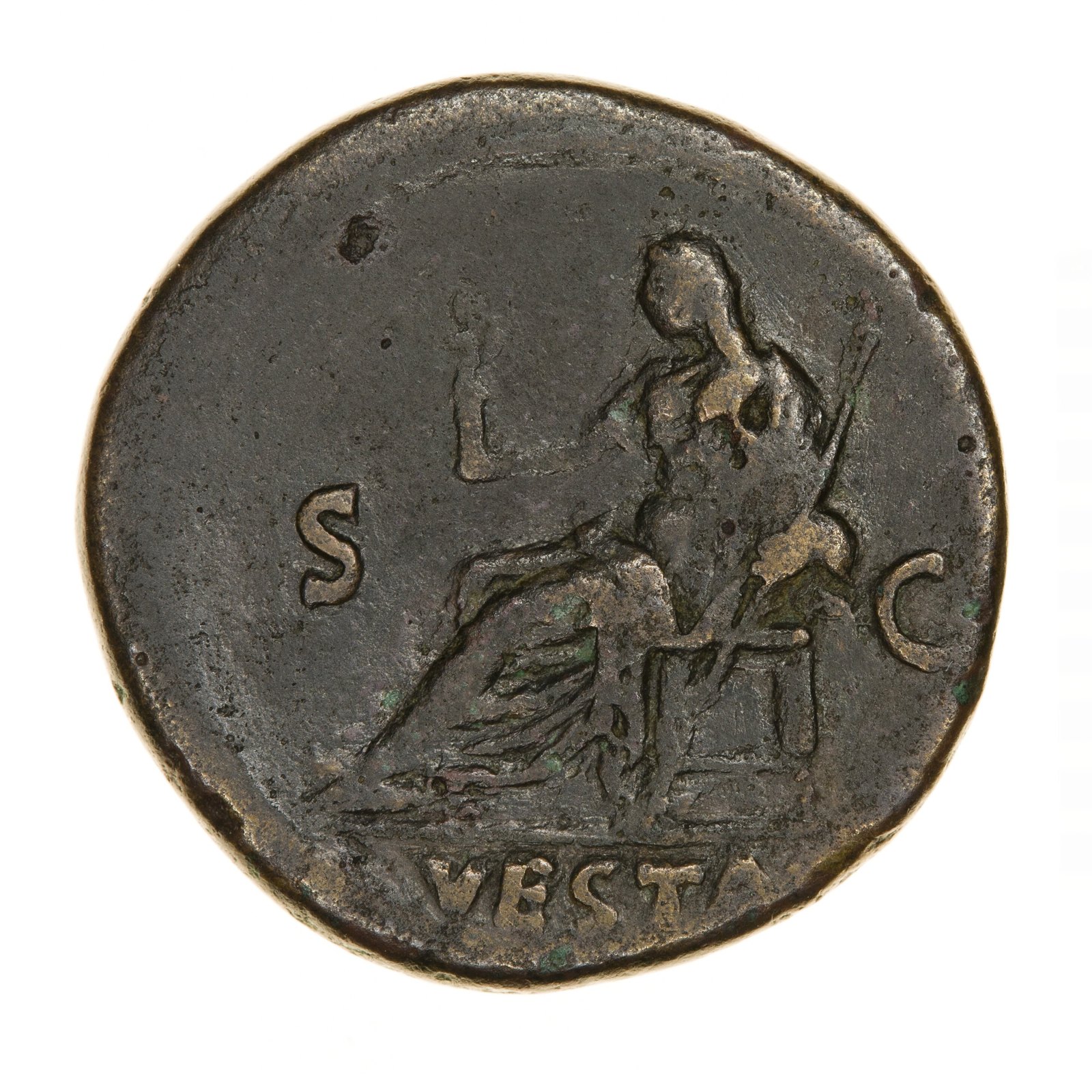 Coin, dupondius, Julia Titi, Ancient Roman Empire, 79-81 AD — museum object NU 22656