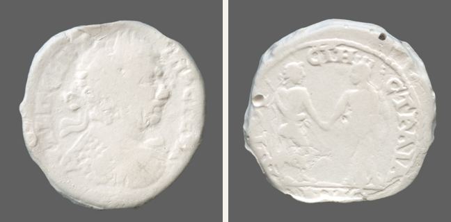 Augusta Traiana, Geta, 5 unit — Emperor and city goddess facing each other (CN type 2261)
