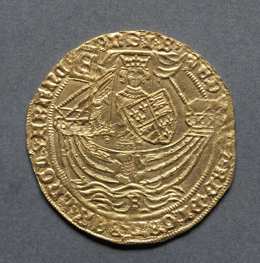 Ryal: Edward IV in Ship with a Shield of Arms and Rose (obverse), 1464/5–1470 (Cleveland Museum of Art 1969.166.a)
