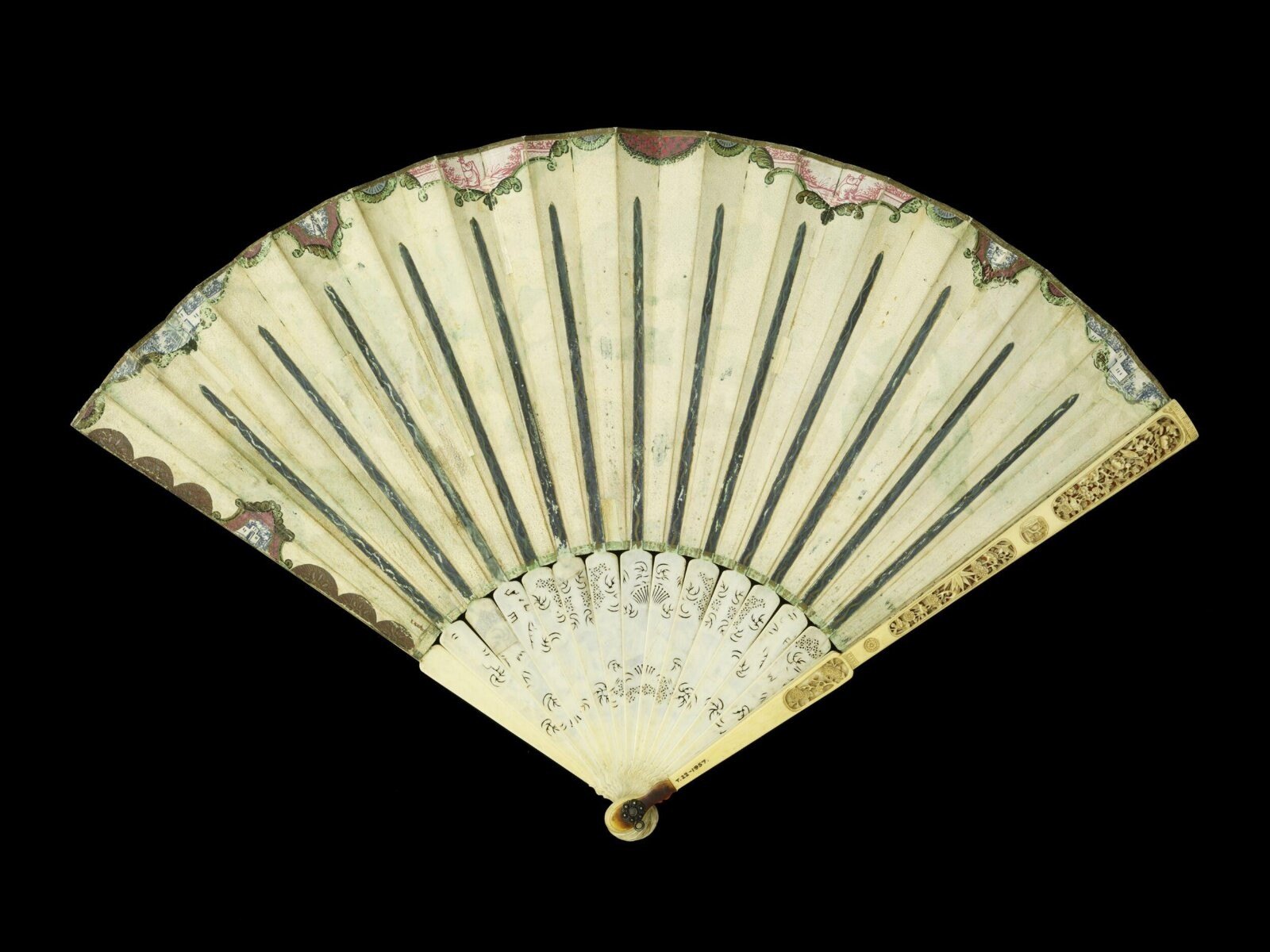 Fan, watercolour on vellum, Flanders and China, 1700-1720 — museum object T.22-1957