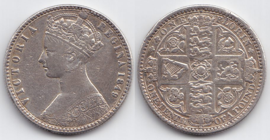 British Godless Florin, 1849
