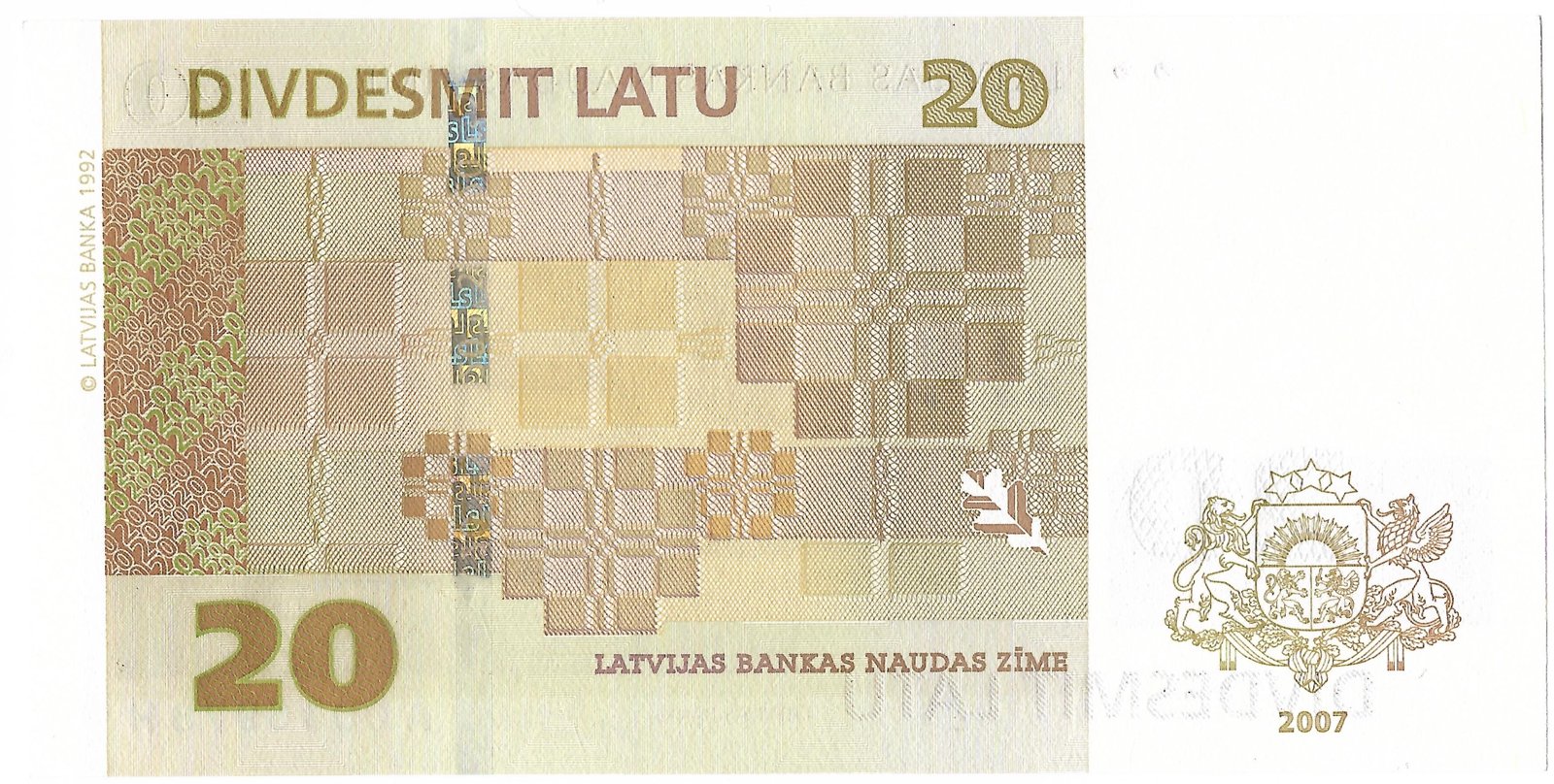 Reverse of 20 Latu (2007–2009), Pick 55