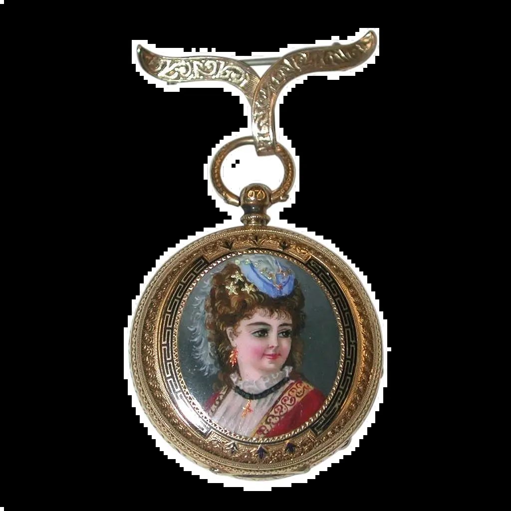 18 Carat Ladies Enamelled Watch with 9 Carat Pinned Bow - Circa 1890