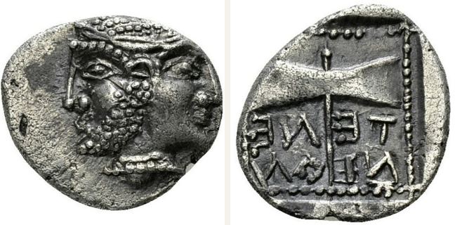 Tenedos, hemidrachm — Double axe within square border of dots (CN type 13118)