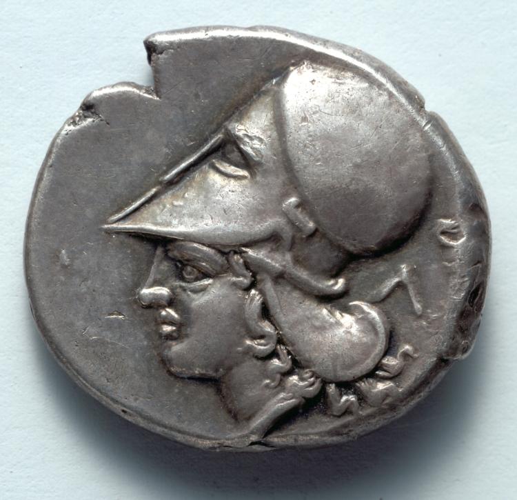 Stater: Head of Athena (reverse), c. 350–300 BCE (Cleveland Museum of Art 1917.978.b)