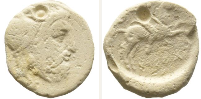 Kisthene, bronze coin — Horseman galopping right (CN type 3423)