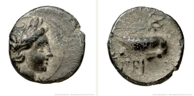 Priapos, bronze coin — Lobster (CN type 19708)
