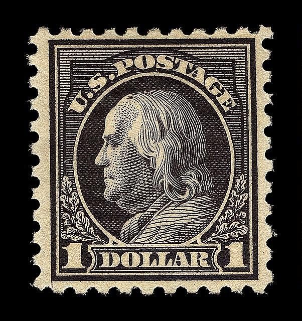 $1 Franklin double line watermark single