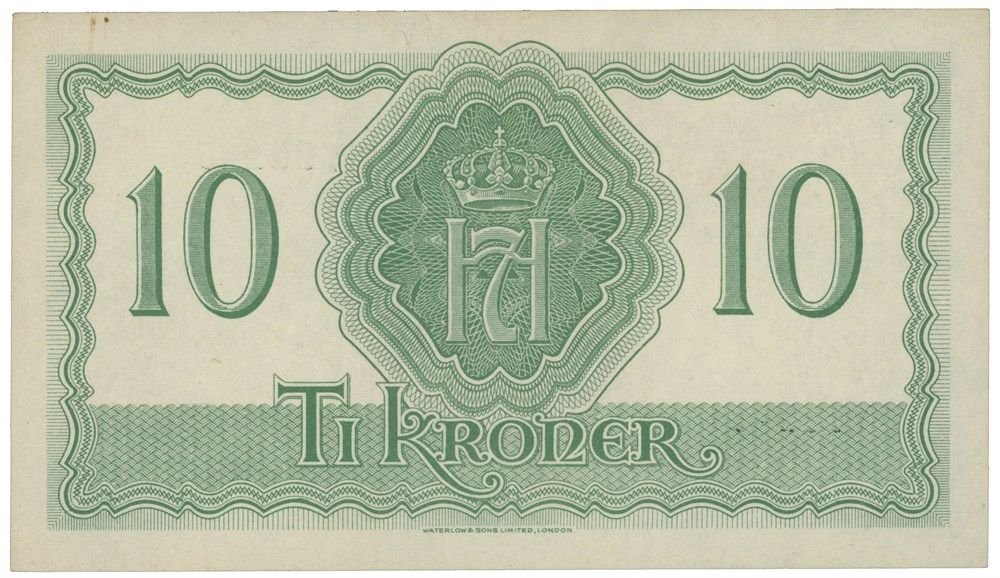 Reverse of 10 Kroner (1944), Pick 20b