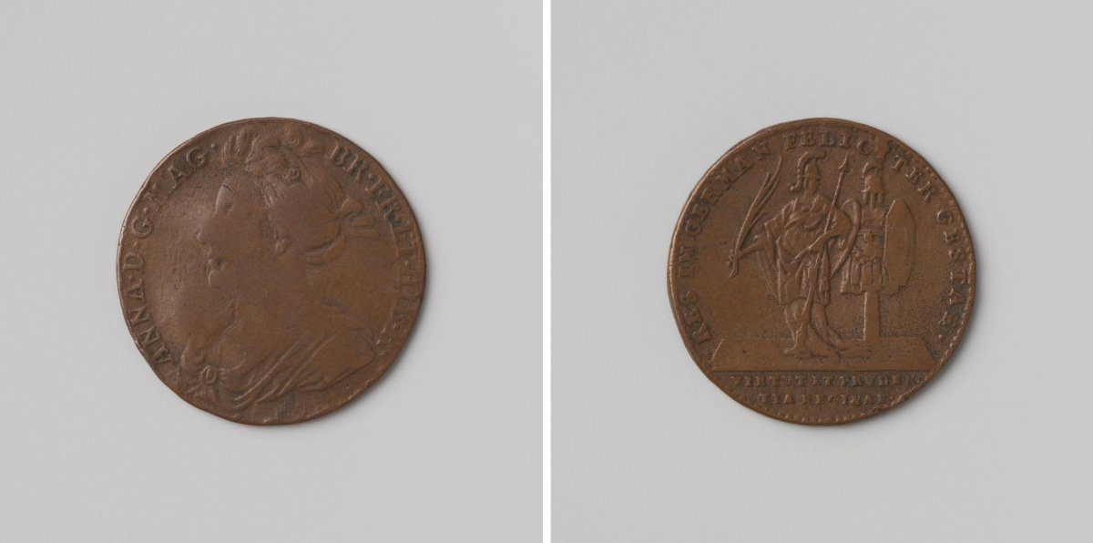 Battle of Blenheim, jeton struck in honour of Anne Stuart, Queen of England