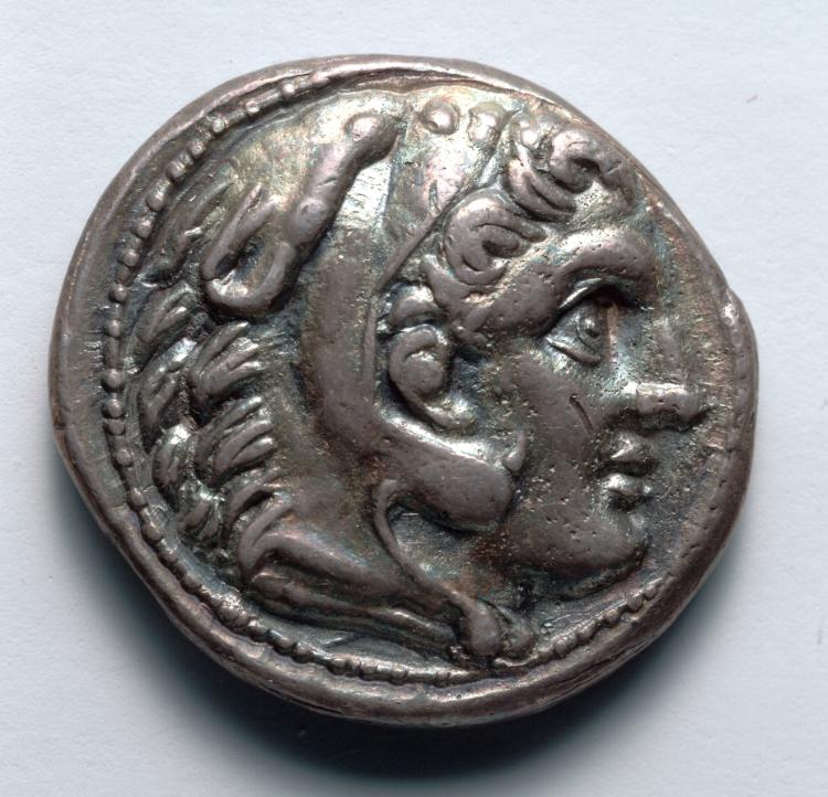 Tetradrachm: Head of Young Herakles, r., with Lion Skin (obverse), 336–323 BCE (Cleveland Museum of Art 1941.294.a)