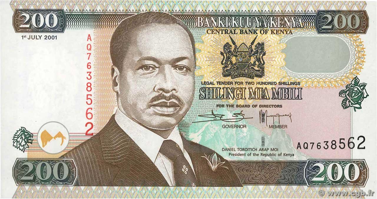 Obverse of 200 Shillings (1996–2002), Pick 38