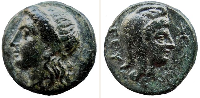 Teuthrania, bronze coin — Head of satrap right (CN type 12941)