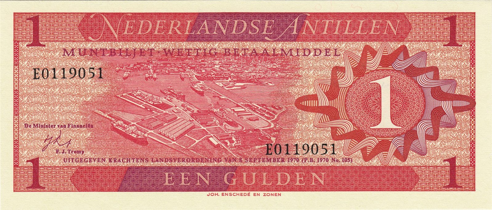 1 Gulden, Netherlands Antilles, 1970 (Pick 20)