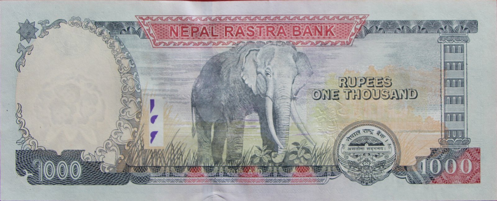 Reverse of 1000 Rupees (2070–2073 (2013–2016)), Pick 75