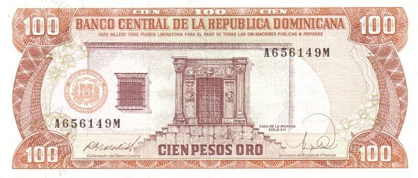 Obverse of 100 Pesos (1988–1990), Pick 128