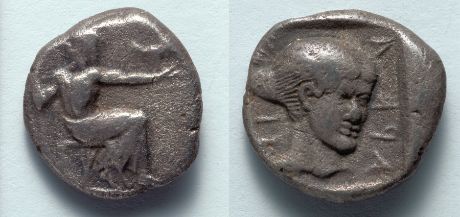 Hemidrachm: Zeus (obverse); Head of Despoina (reverse), c. 460 BCE (Cleveland Museum of Art 1917.981)