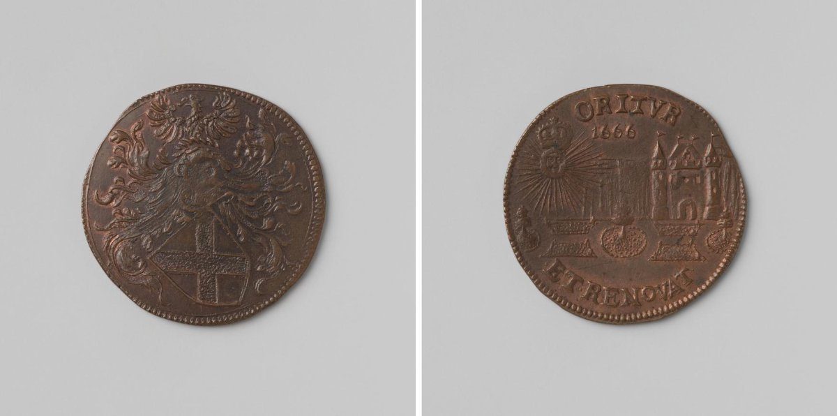 Accession to the throne of Charles II, King of Spain, jeton of Jean Balthazar de Visscher, Baron of Celles, magistrate of the treasury of Brussels