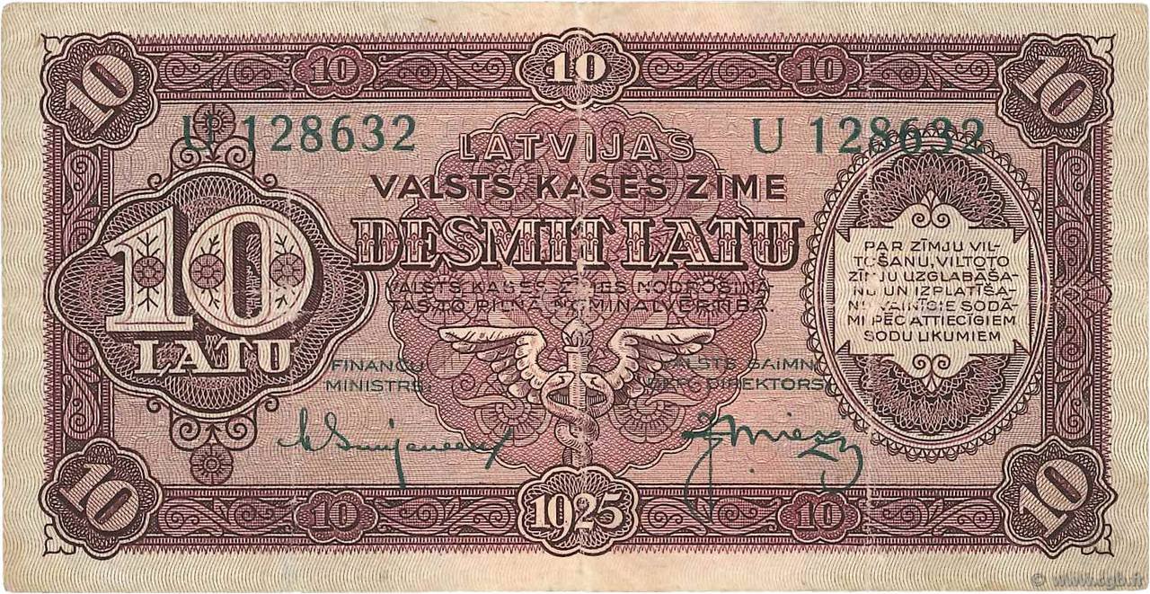 Obverse of 10 Latu (1925), Pick 24