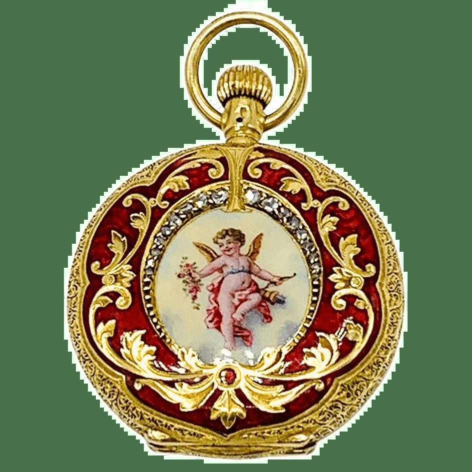18ct Gold Enamel “Special” Diamond Grade Pocket Watch Waltham - 1898
