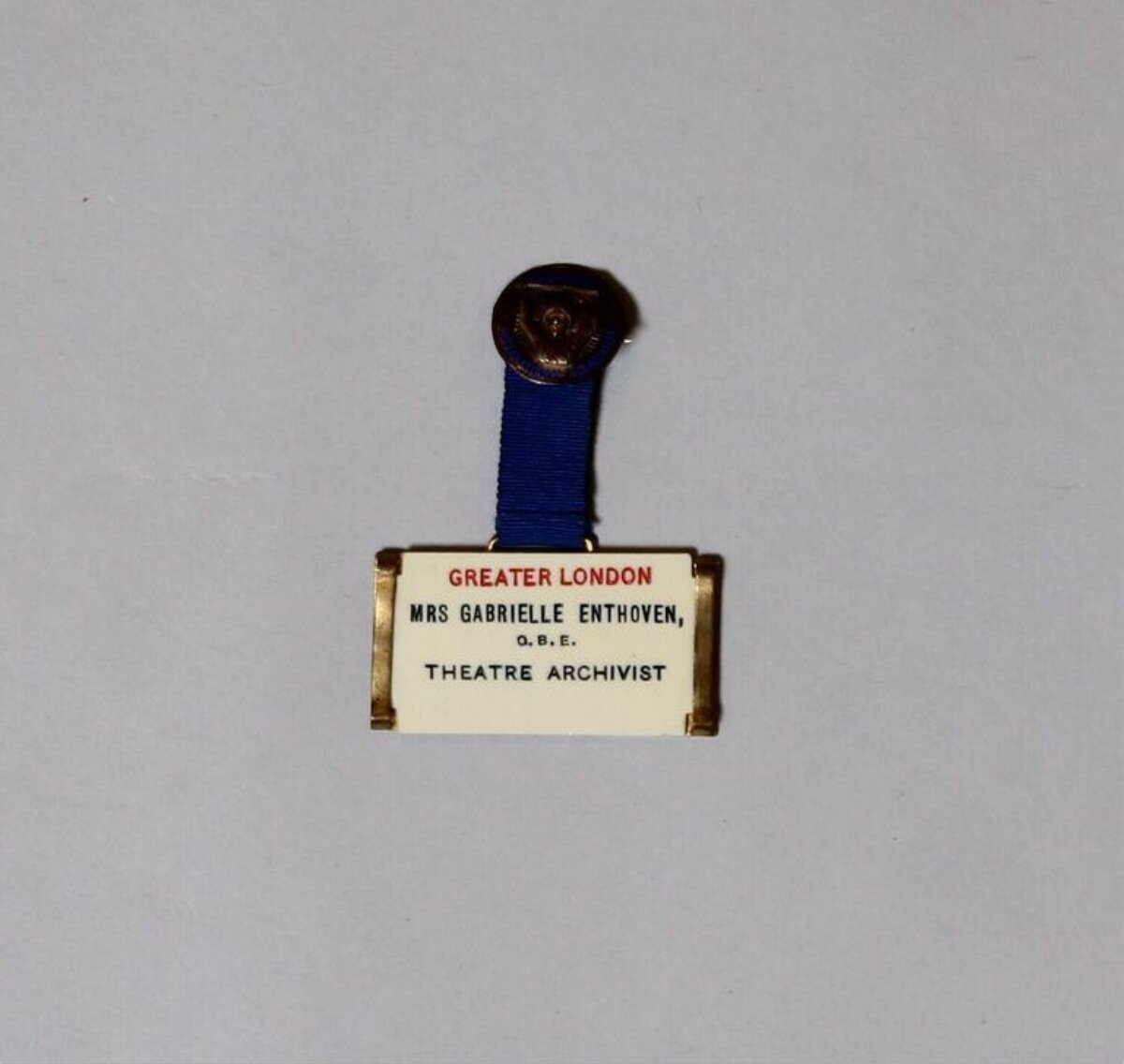 Badge — Soroptimist International Association name badge for Mrs Gabrielle Enthoven , Birmingham, mid 20th century