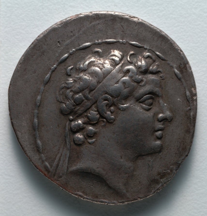 Tetradrachm: Head of Antiochos V (obverse), 164–162 BCE (Cleveland Museum of Art 1916.975.a)