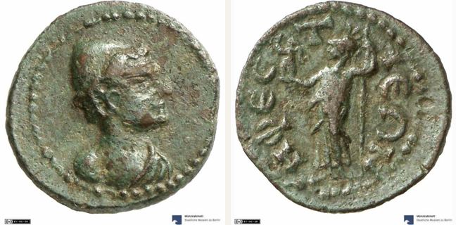 Hephaistia, bronze coin — Athena standing left (CN type 19967)