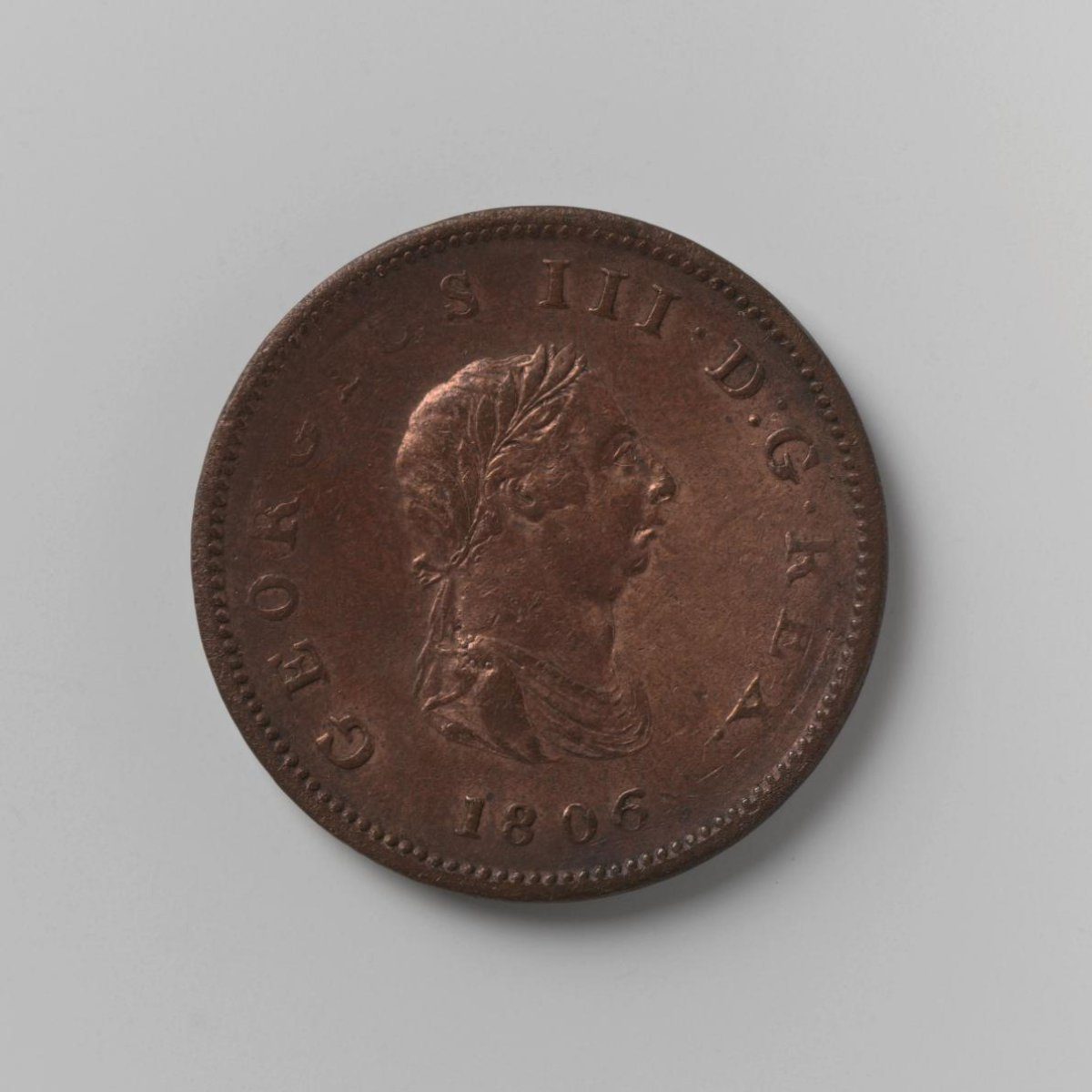 ½ penny uit Engeland van George III, 1806
