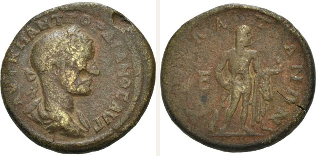 Kallatis, Gordian III., bronze coin — Bearded Heracles standing right (CN type 16202)