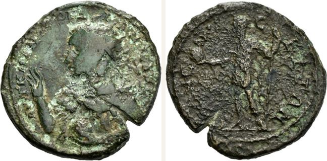 Odessos, Gordian III., bronze coin — Radiate emperor in military attire standing left (CN type 16037)
