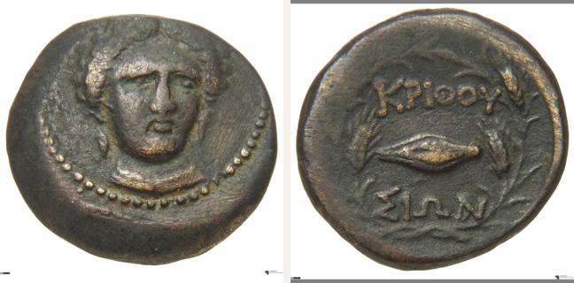 Krithote, large denomination (bronze) — Grain within corn wreath (CN type 486)