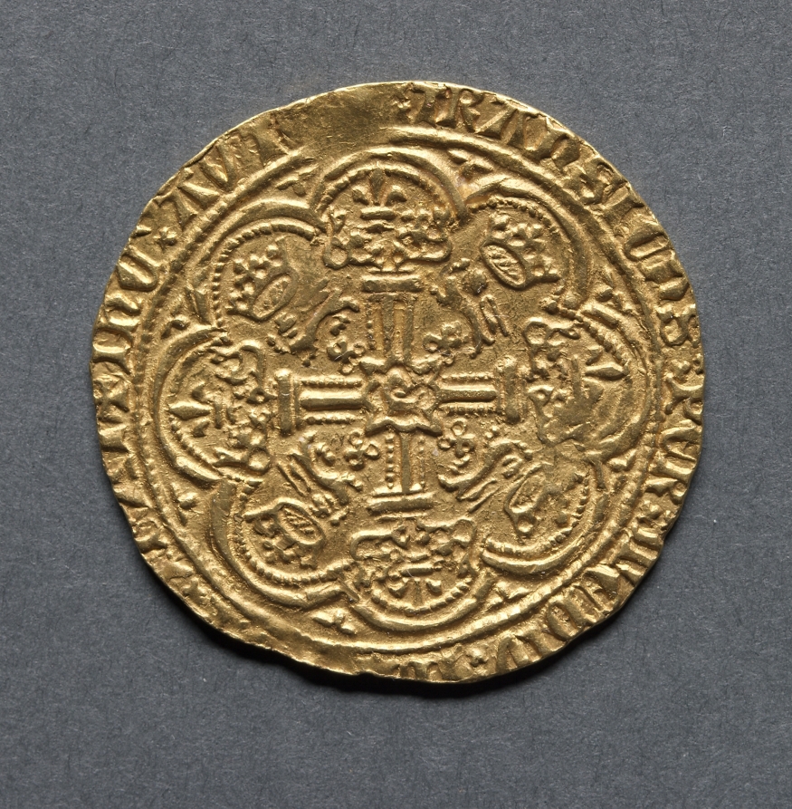 Noble: Ornamental Cross with Lis Terminals (reverse), 1377–1399 (Cleveland Museum of Art 1969.162.b)