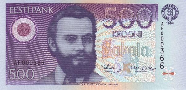 Obverse of 500 Krooni (1994), Pick 80