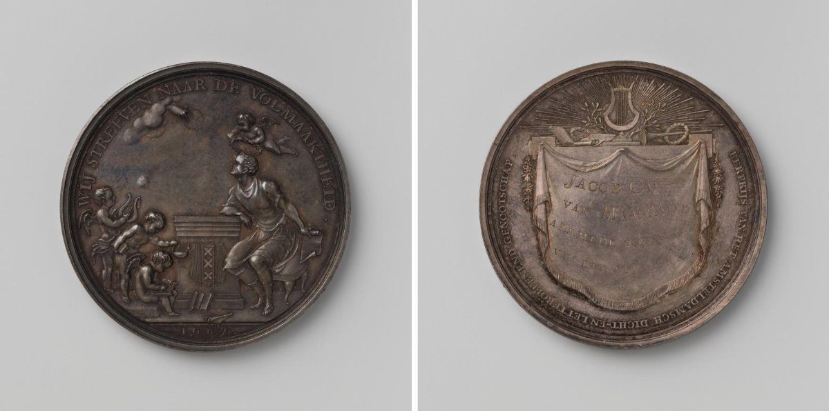 Amsterdam Poetry and Literary Society "Wij streeven naar de volmaaktheid", medal awarded to Jacob Cuyck van Mierop