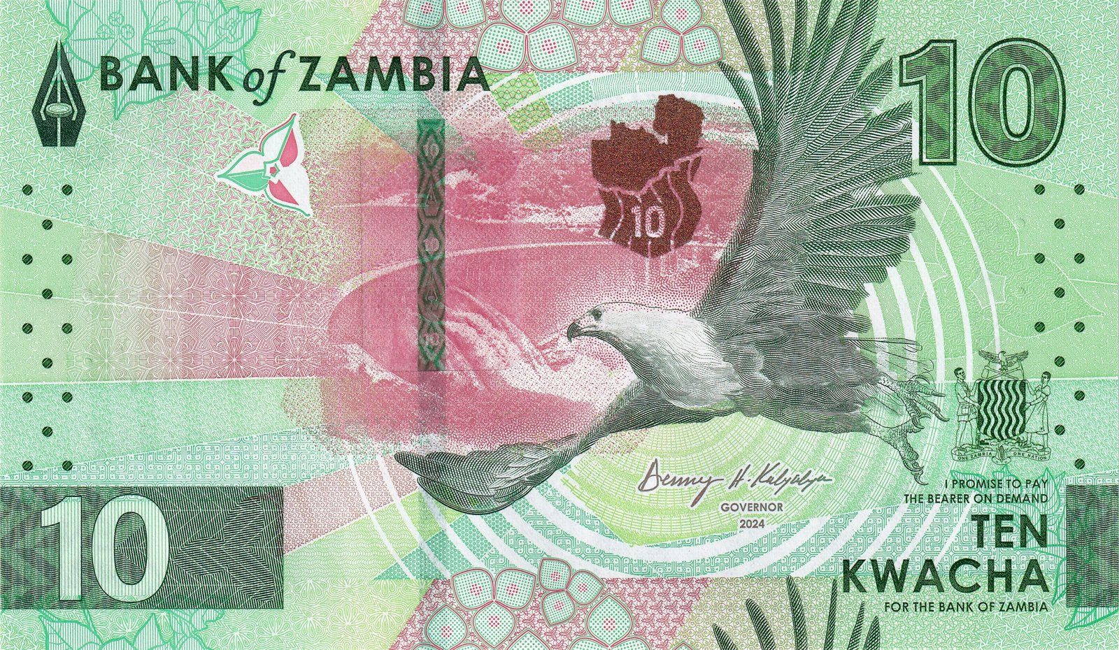 Obverse of 10 Kwacha (2024), Pick 62