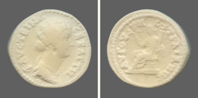 Augusta Traiana, Faustina II., 3 unit — Veiled Demeter seated left on altar (CN type 20755)