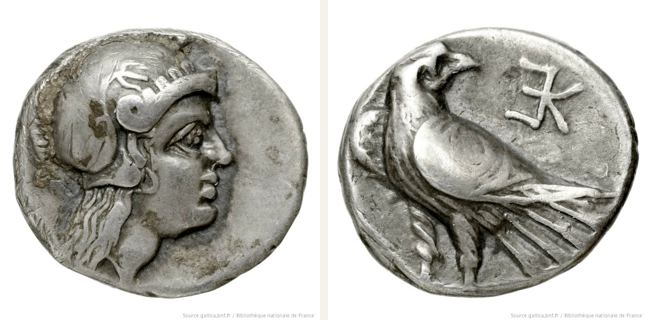 Kebren, silver coin — Eagle standing left (CN type 12072)