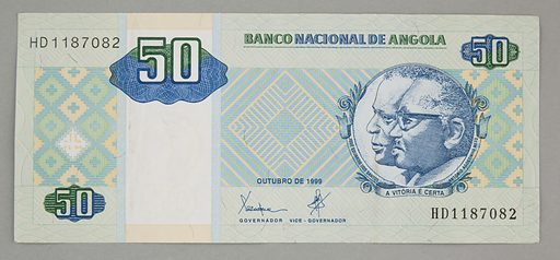 Bank note of 50 Angolan kwanzas — catalogue photograph