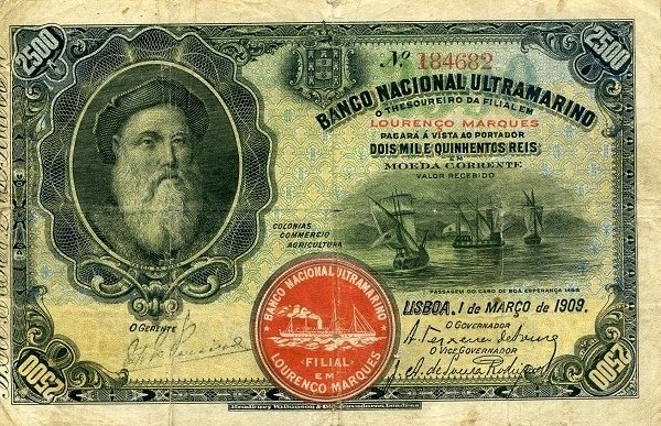 Obverse of 2500 Reis (1909), Pick 34